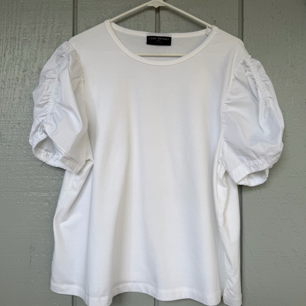 Lane Bryant flowy soft White Puff Sleeve spring Top